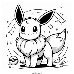 Eevee Standing Under PokeBall