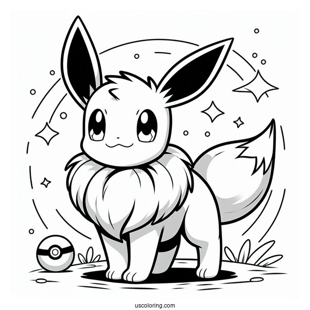 Eevee Standing Under PokeBall