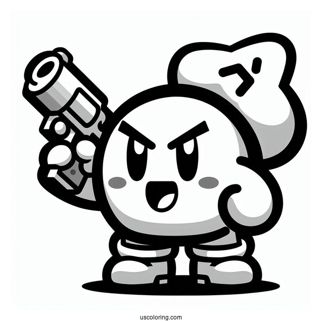 Brawl Stars Coloring Page Of Angry 8 Bit Holding Up Gun