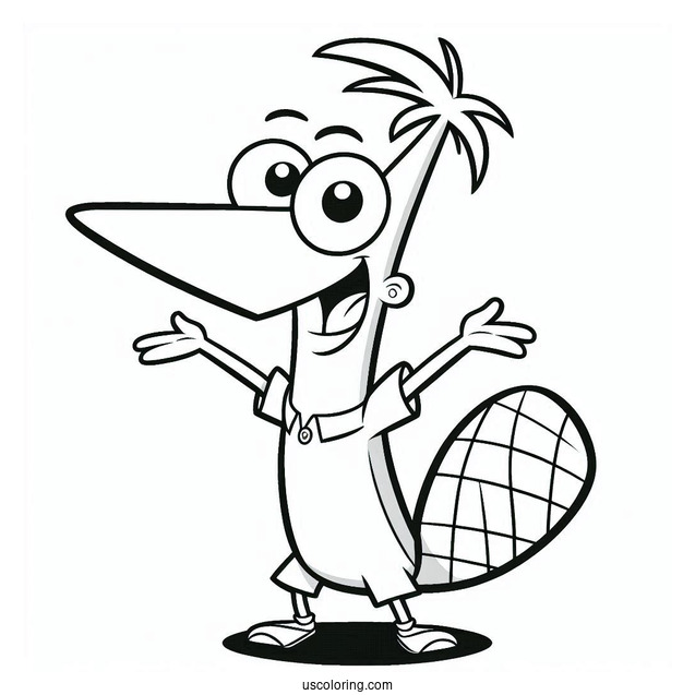 Phineas And Ferb Coloring Page Of Perry The Platypus For Preschoolers