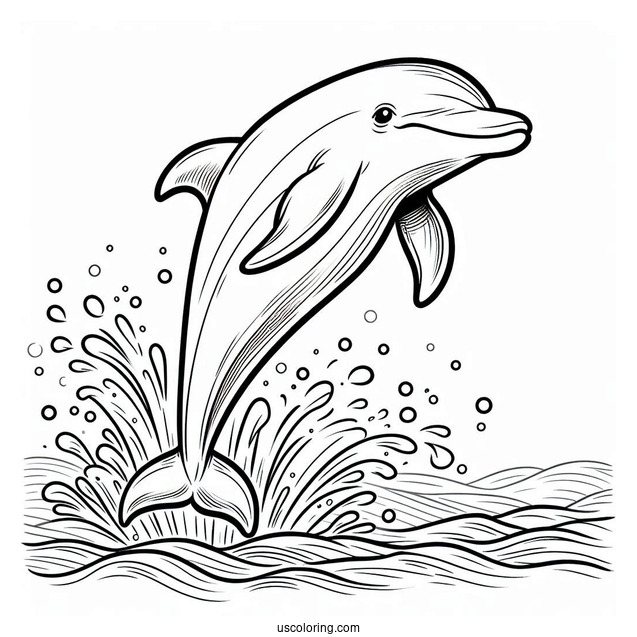 Dolphin Jumping Out Of Water To Color