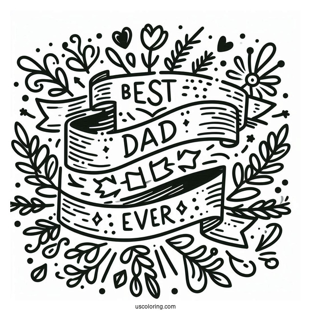 Father's Day Coloring Page Of Best Dad Ever Ribbon For Kids