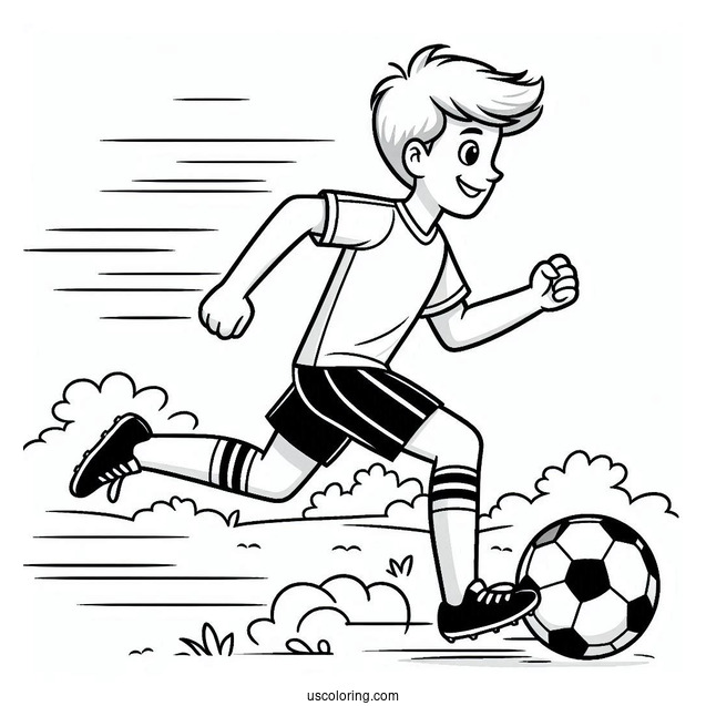 Soccer Coloring Page Running With Soccer Ball
