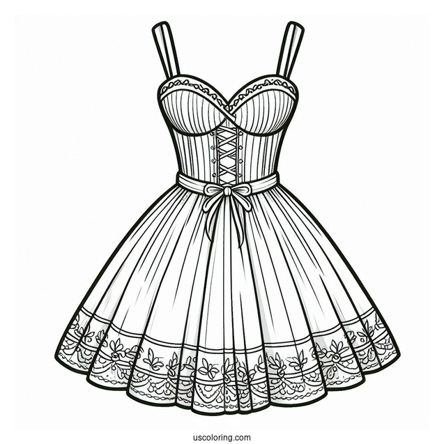 Dress Coloring Page Of Sweetheart Neckline And A Line Skirt
