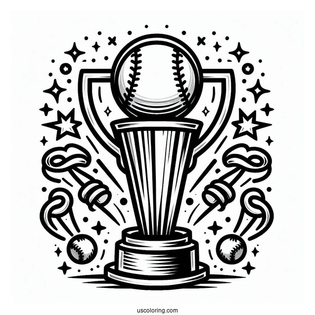 Baseball Coloring Page Of Champions Trophy Celebration