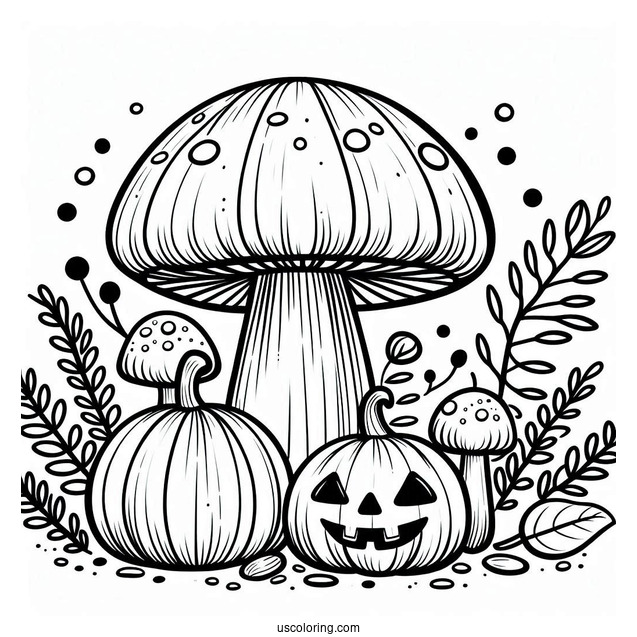 Jack O Lantern Mushroom Coloring Page