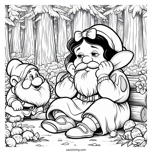 Snow White Coloring Pages Of Grumpy Dwarf In The Forest
