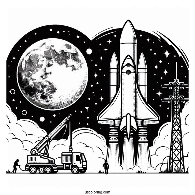 Coloring Page Of SpaceX Starship Moon Rocket