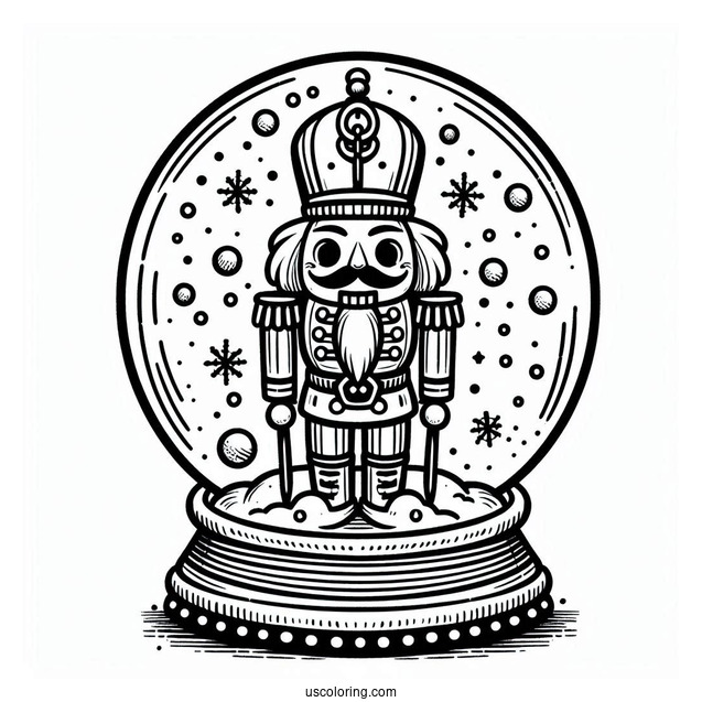 Nutcracker Snow Globe Coloring Page With Snow