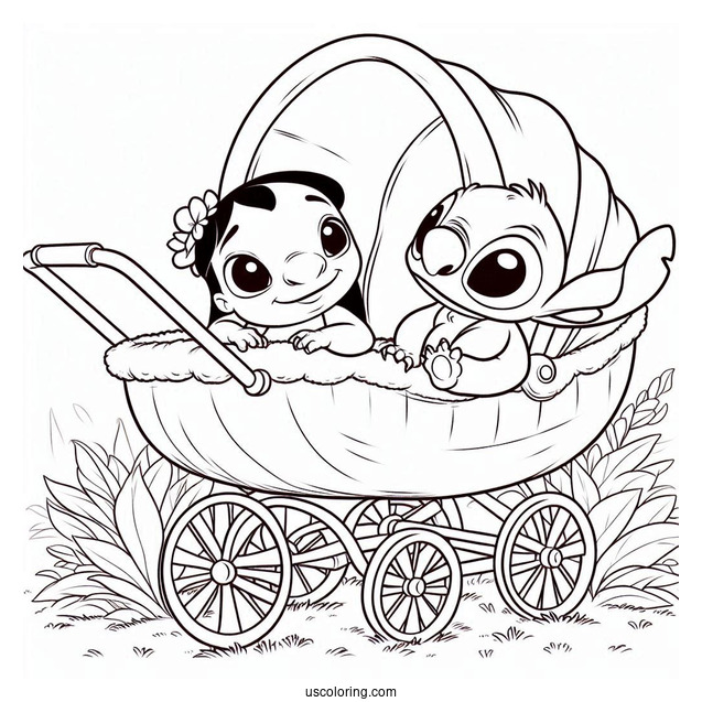 Baby Pleakley And Jumba Jookiba In Prams To Color