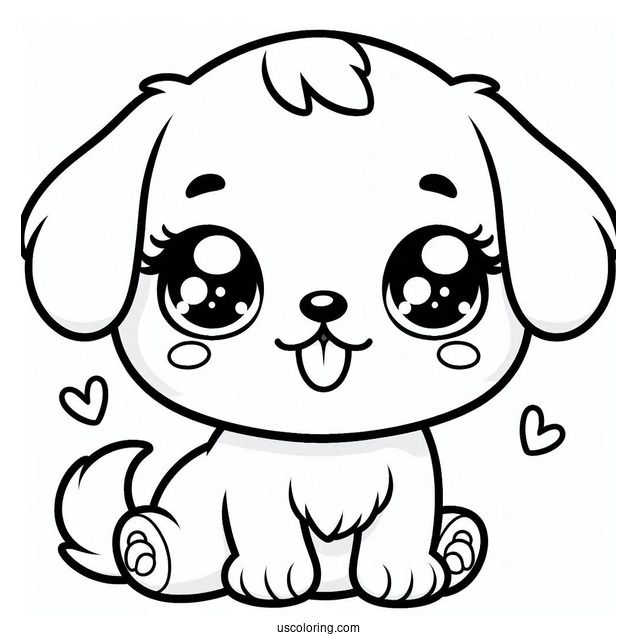 Adorable Puppy With Tongue Out Coloring Page For Preschoolers
