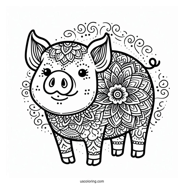 Mandala Pig Coloring Page