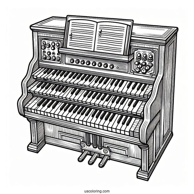 Music Coloring Page Of Organ Keyboard