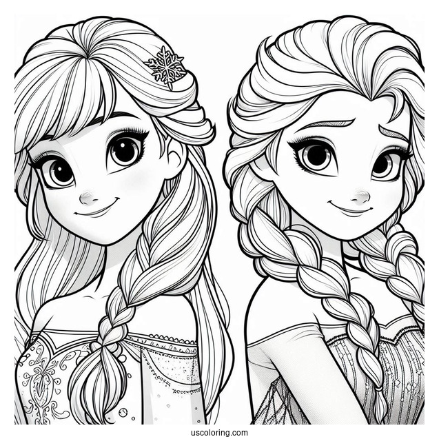 Anna And Elsa To Color For Kids