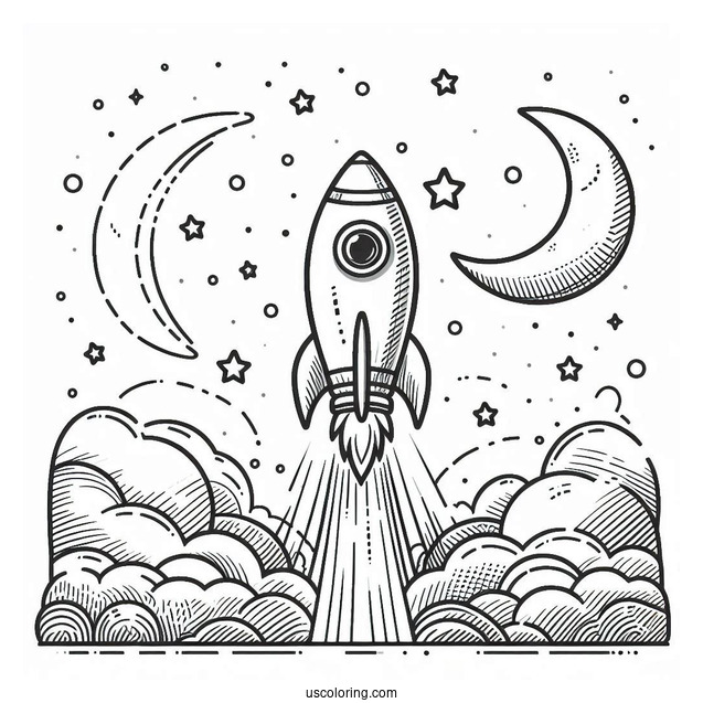 Discovery Rocket Launching To Color