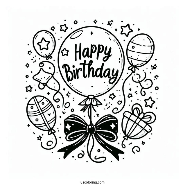 Happy Birthday Letter Balloons To Color