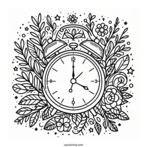 Simple To Color Clock For Kids