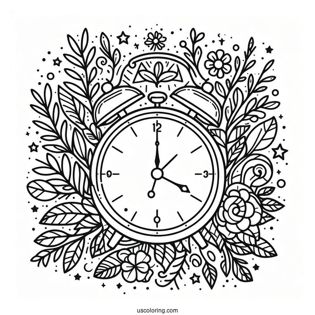 Simple To Color Clock For Kids