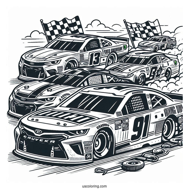 NASCAR Coloring Page Racing Cars For Kids