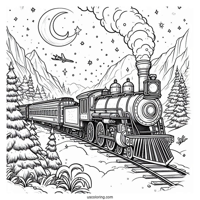 Easy Polar Express Coloring Page For Kids