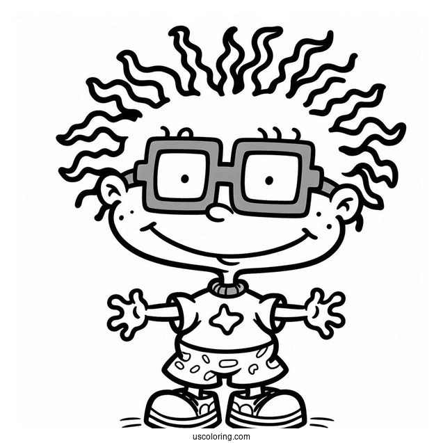 Rugrats Coloring Page Of Simple Chuckie Finster Outline For Kids
