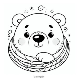 Coloring Sheet of Cartoon Polar Bear_s Face