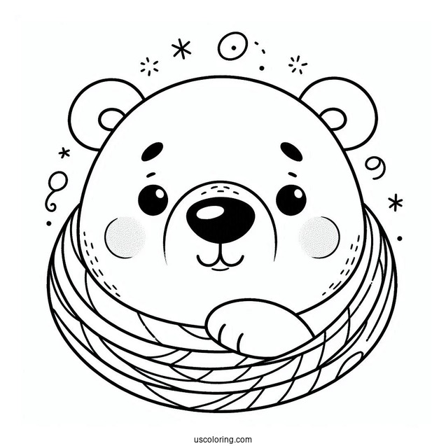 Coloring Sheet of Cartoon Polar Bear_s Face
