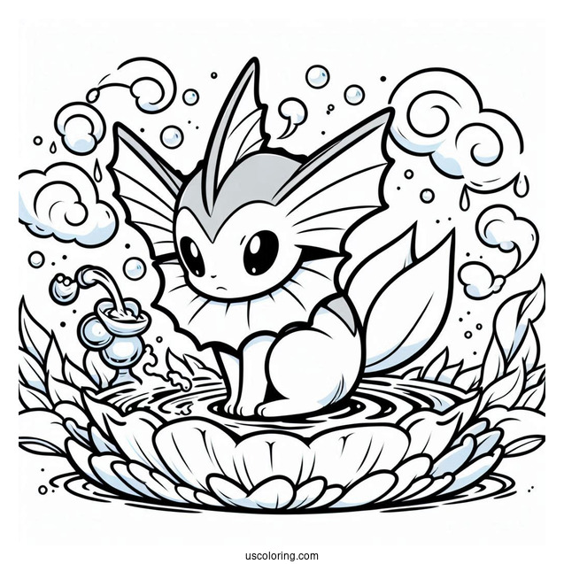 Coloring Sheet Of Vaporeon On Water