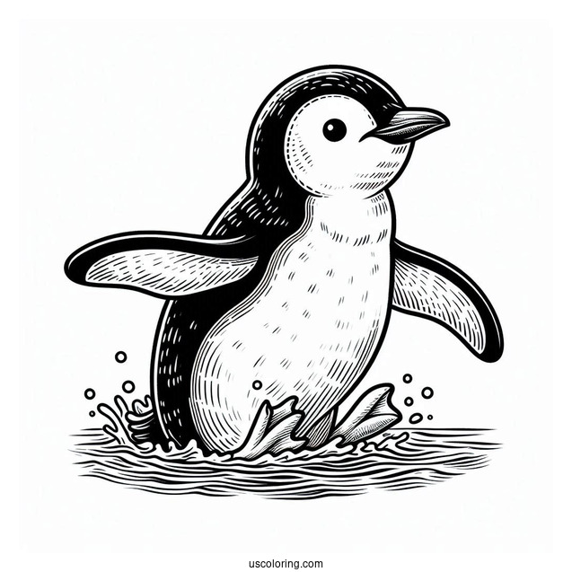 Swimming Galapagos Penguin Coloring In