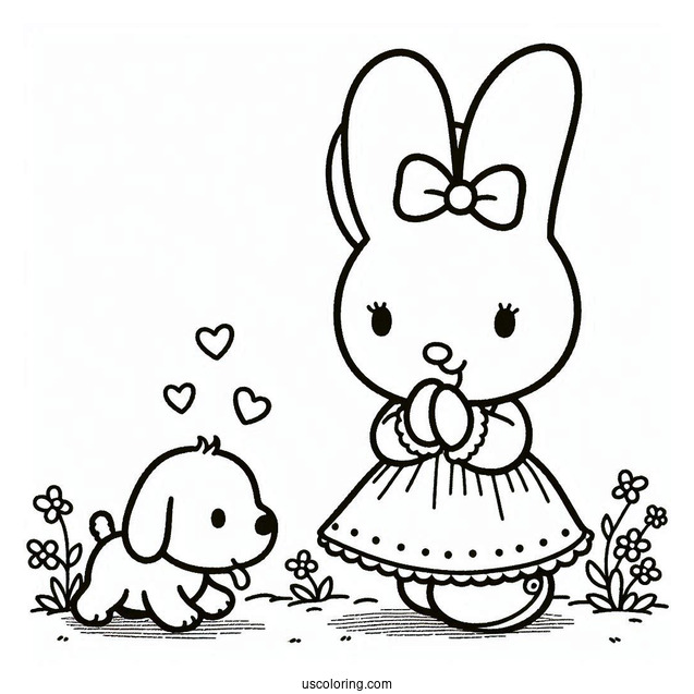 Miffy Coloring Page Playing With Her Dog Snuffy