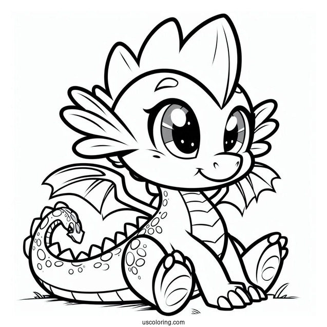 Coloring Sheet of Spike the Dragon for Preschoolers