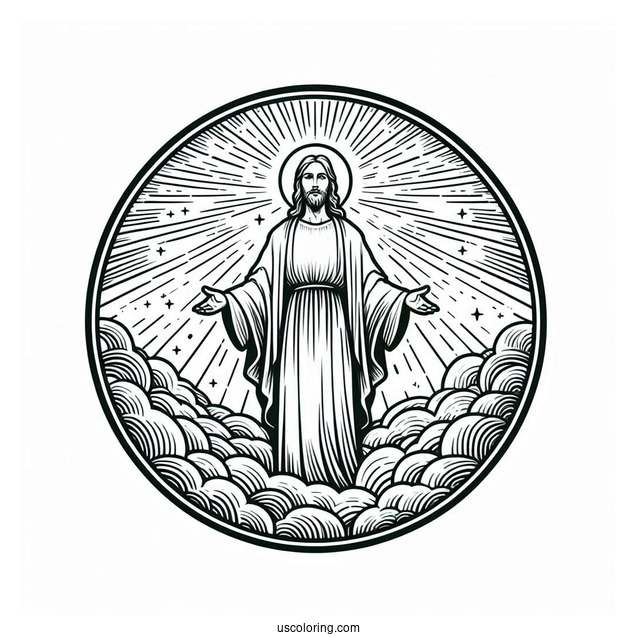 Blessed Jesus In Heaven Coloring In