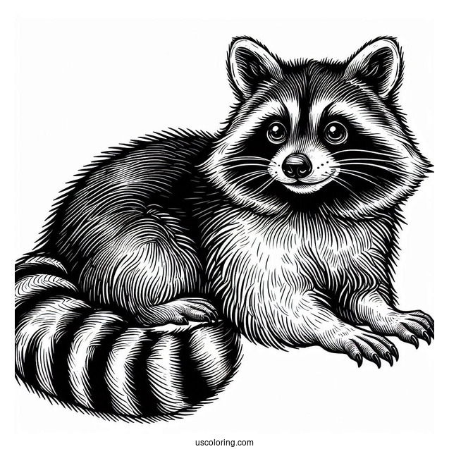 Large Realistic Raccoon Coloring Page