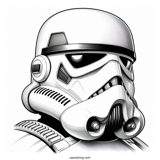 Realistic Close Up Of Stormtrooper Coloring Page