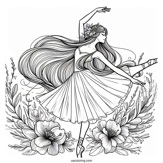 Ballerina With Long Hair Dancing