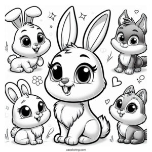 Sunny Bunnies With Hopper, Shiny, Iris, Big Boo, Turbo, And Gray Wolf