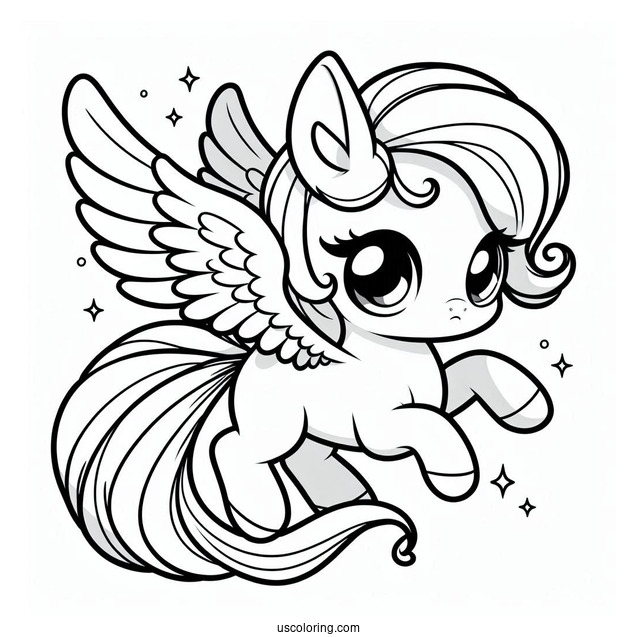 Cartoon Chibi Pegasus Coloring Page For Kids