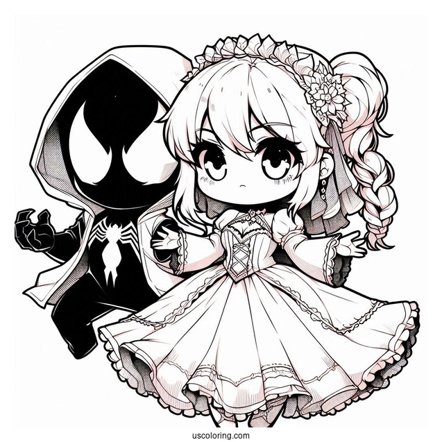 Easy Chibi Carnage Coloring Page For Kids