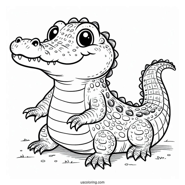 Simple To Color Crocodile Picture For Kids