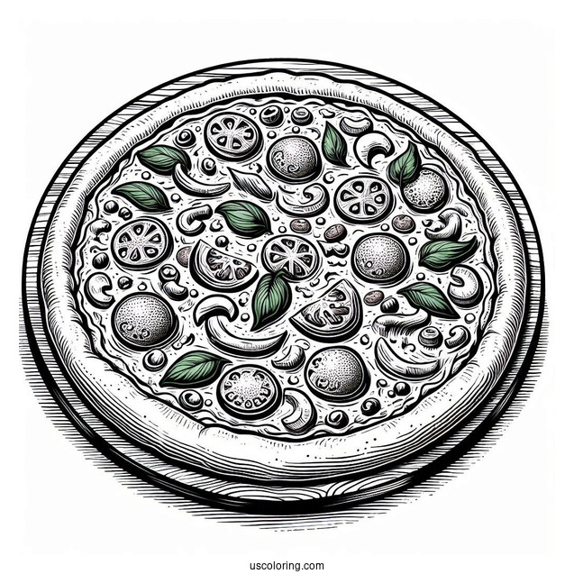 Deep Pan American Pizza Coloring Page