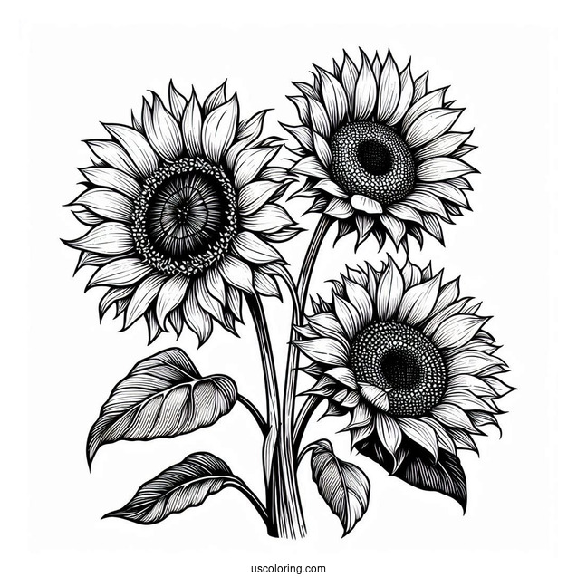 Three Wilting Sunflowers