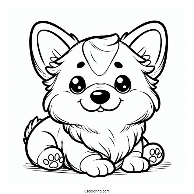 Cute Corgi Coloring Sheet For Preschoolers