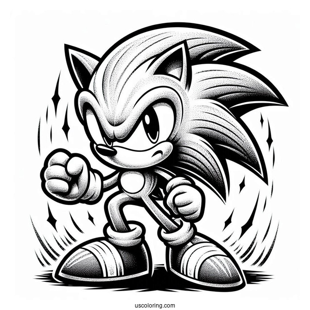 Super Sonic Coloring Page With Textured Skin