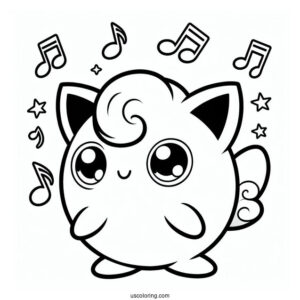 Jigglypuff With Music Notes To Color