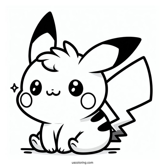 Kawaii Pichu Coloring Page For Preschoolers