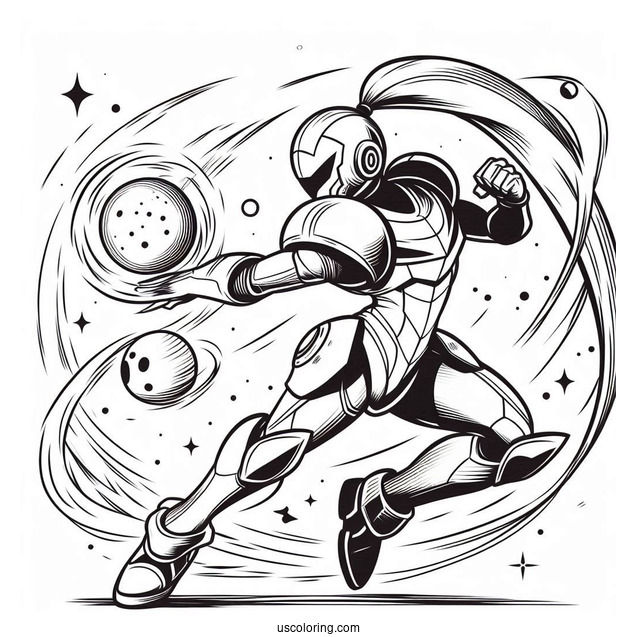 Super Smash Bros Coloring Page Of Easy Samus Aran Outline