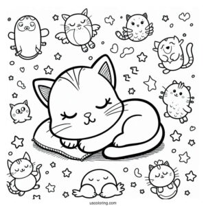 Smiling Critters Coloring Page Of Simple CatNap Outline