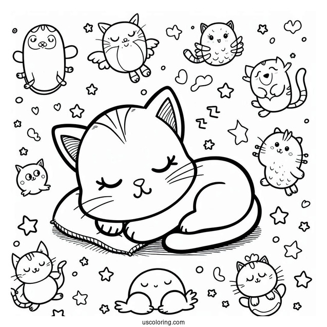 Smiling Critters Coloring Page Of Simple CatNap Outline
