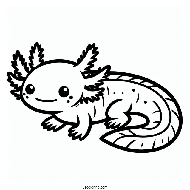 Easy Cartoon Axolotl Coloring Page For Preschoolers