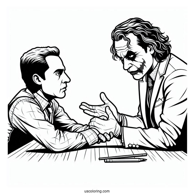 Batman Interrogating The Joker Coloring Sheet